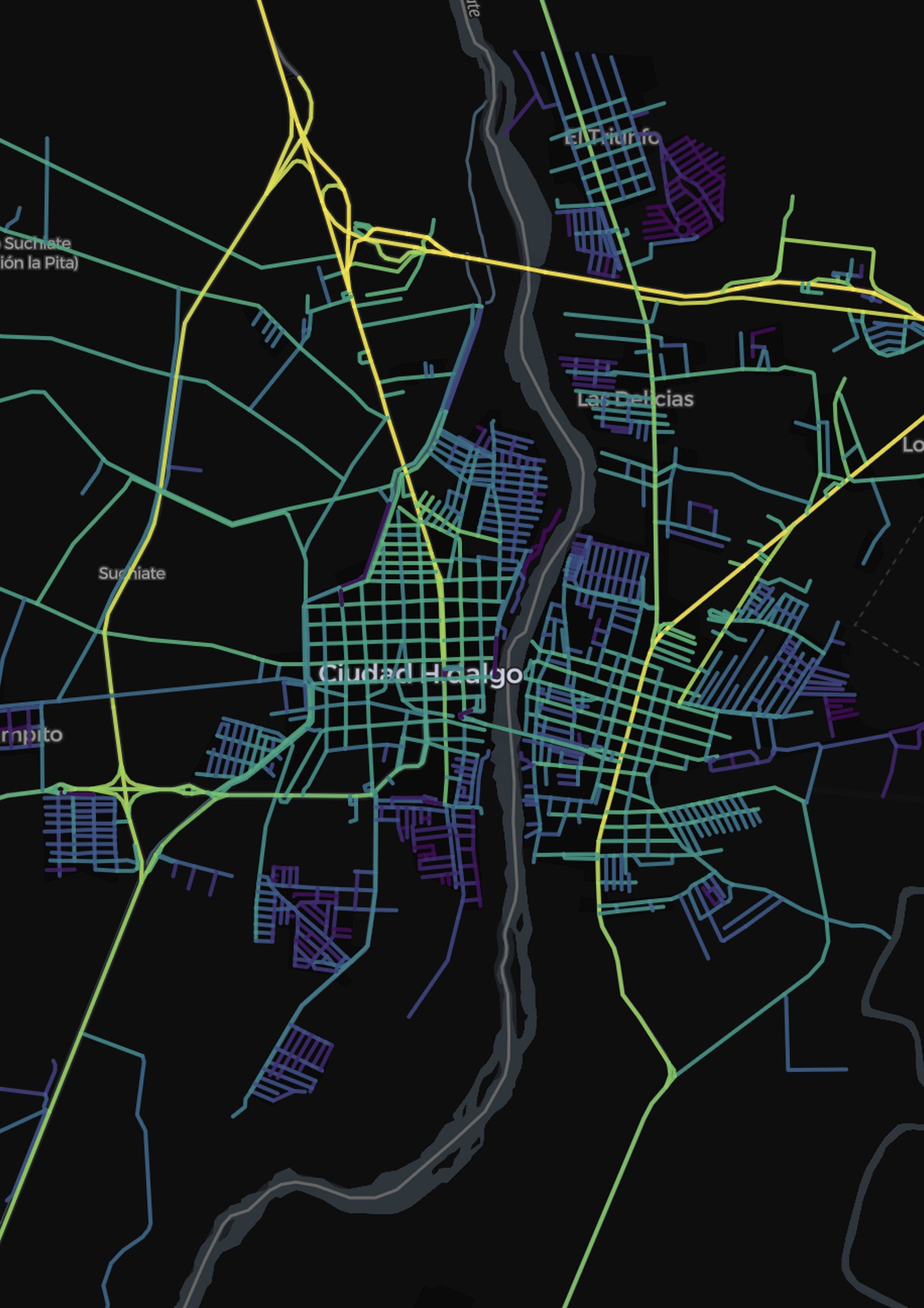 Mapa de la red urbana de Ciudad Hidalgo — Tecún Umán